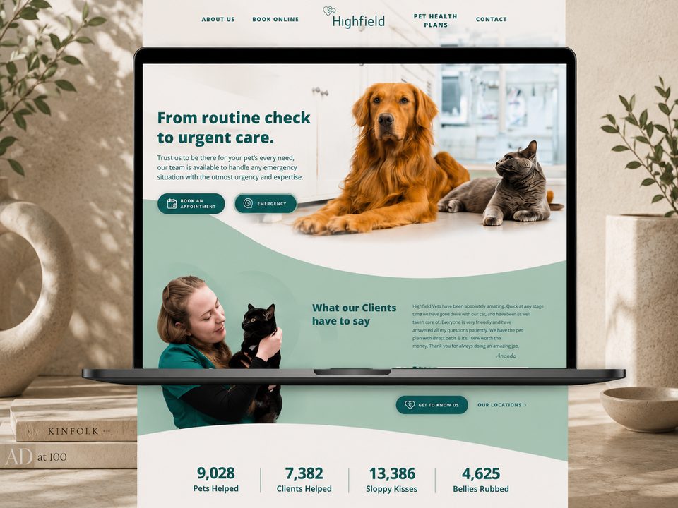 Highfield Veterinary, Website design & development