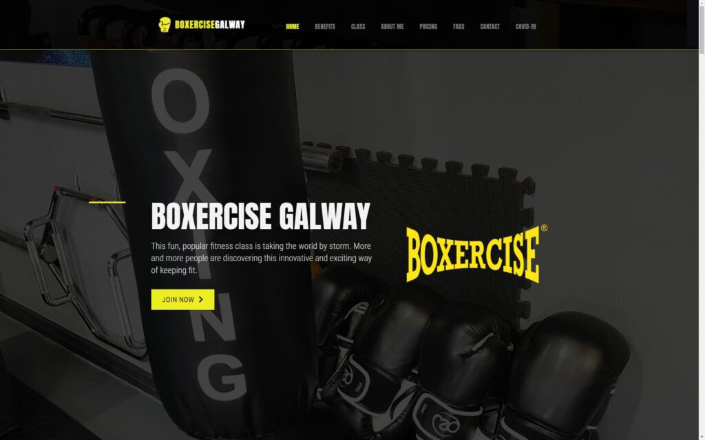 Preview of Boxercise Galway desktop website