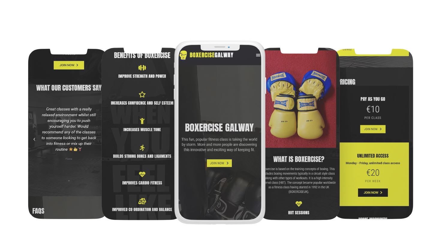 Preview of Boxercise Galway mobile website